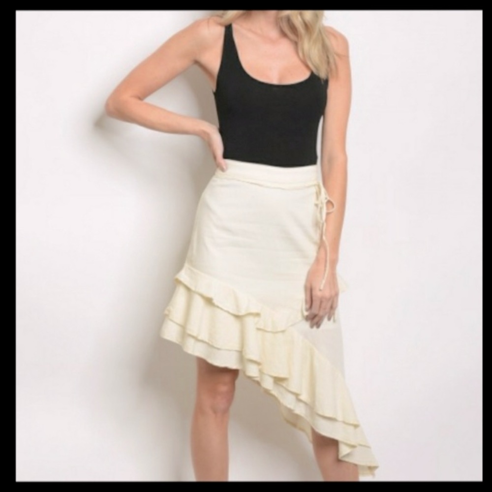 Asymmetric Skirt with ruffle- Size Small